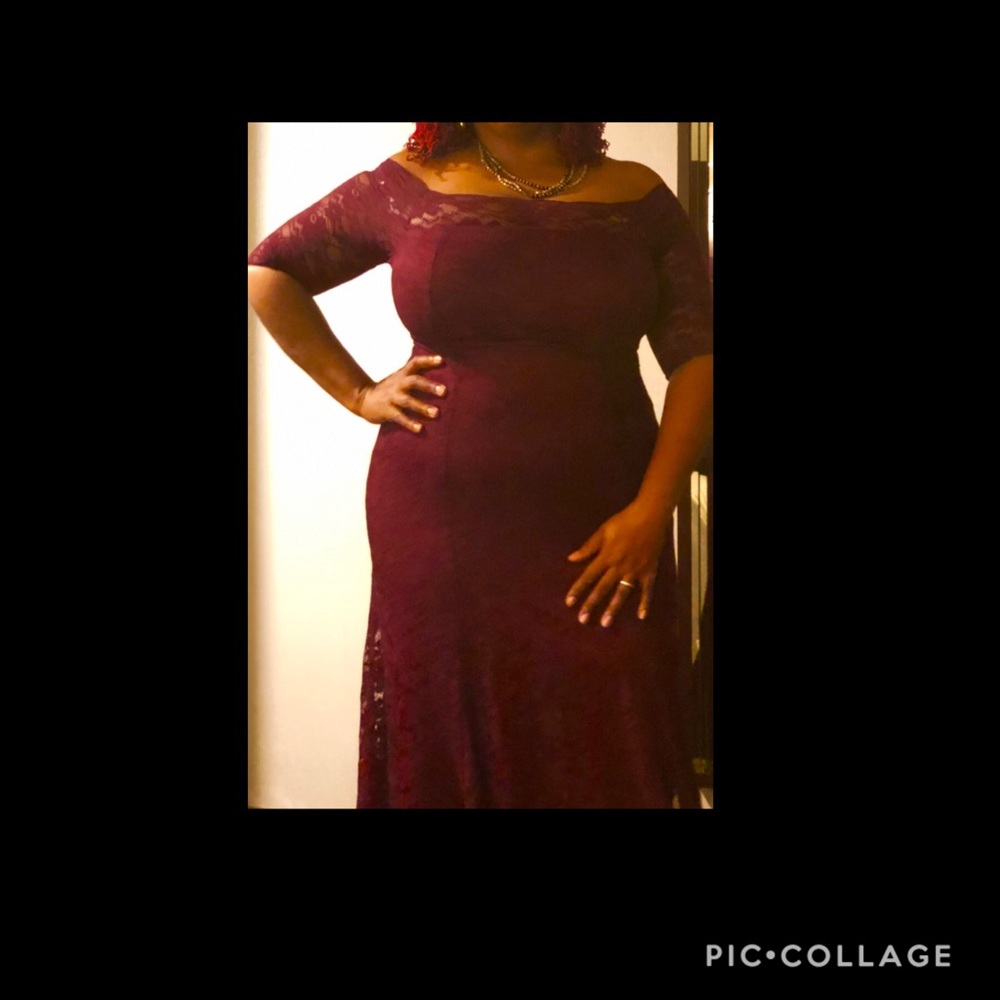 Wine Red Evening Gown with train